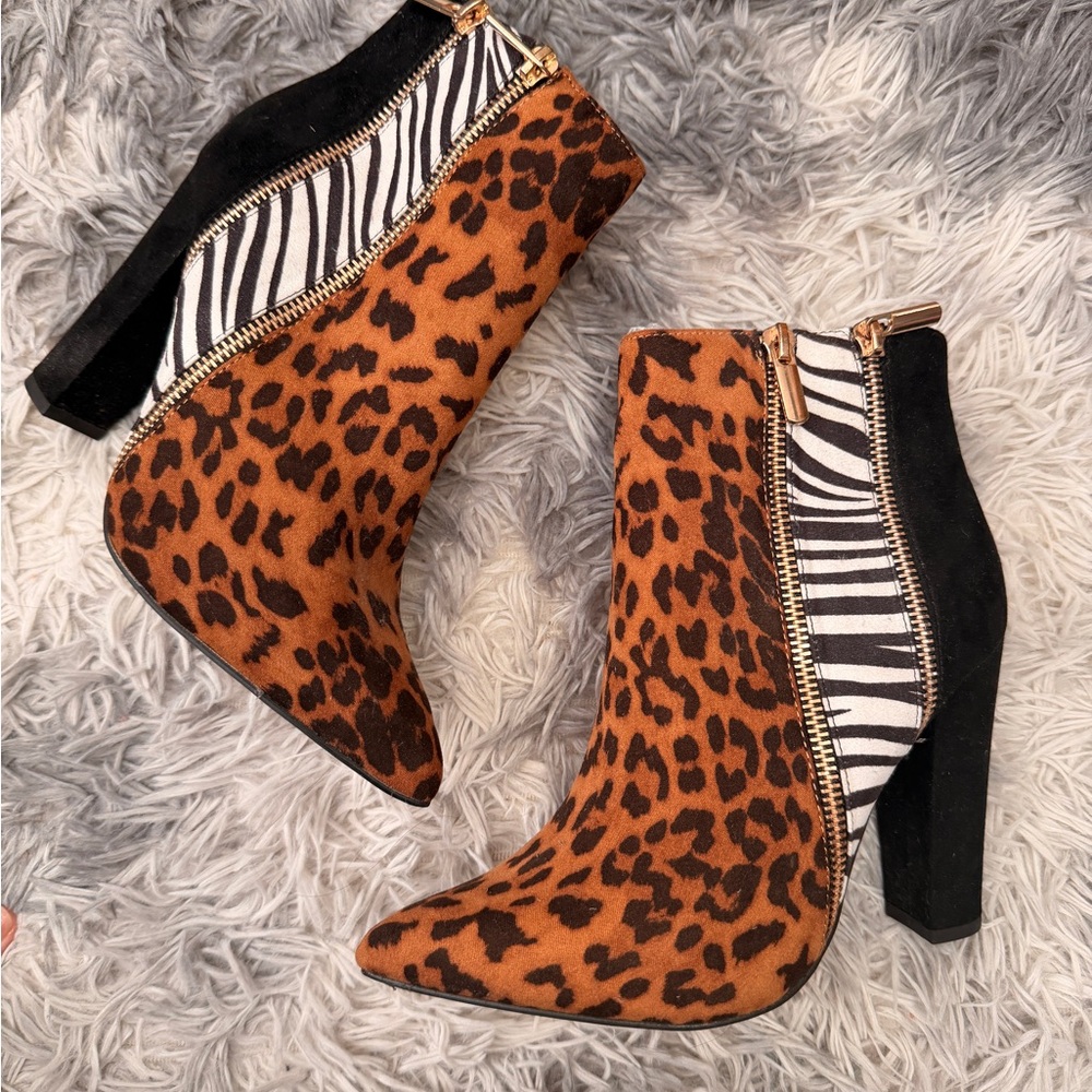 JustFab Animal Print Ankle Boots